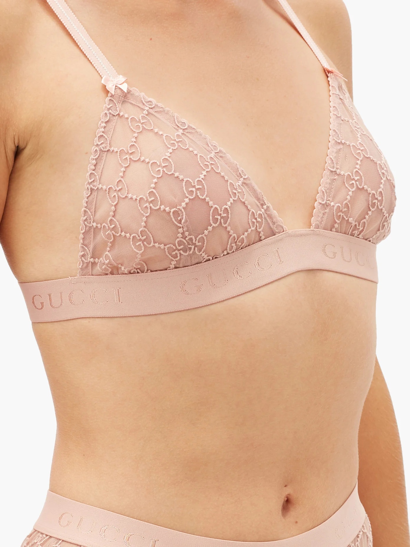 GG-jacquard tulle bra and high-rise briefs - 3