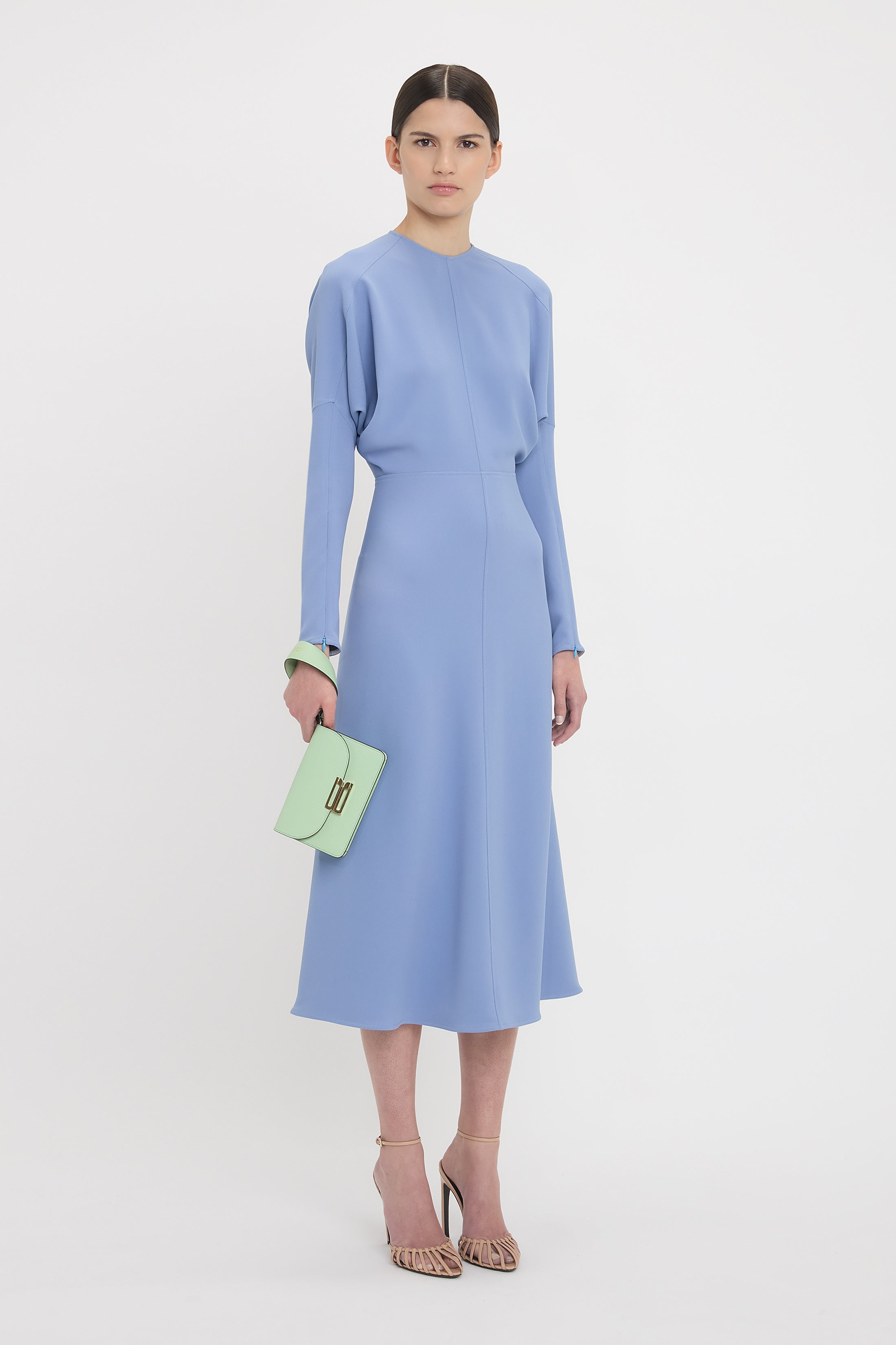 Long Sleeve Dolman Midi Dress In Bluebell - 3