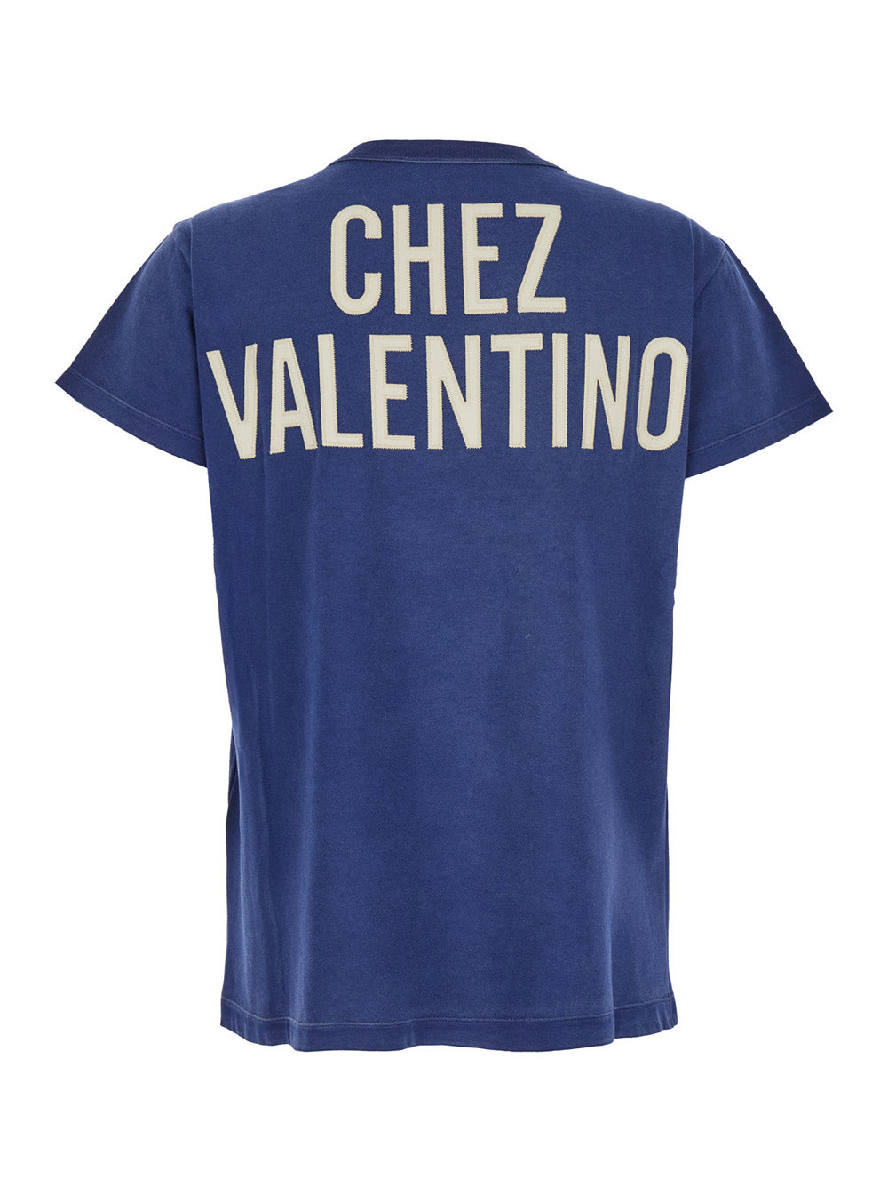 Valentino Women Blue Crewneck T-Shirt With Maxi Logo On Front And Rear In Cotton Jersey Woman - 2