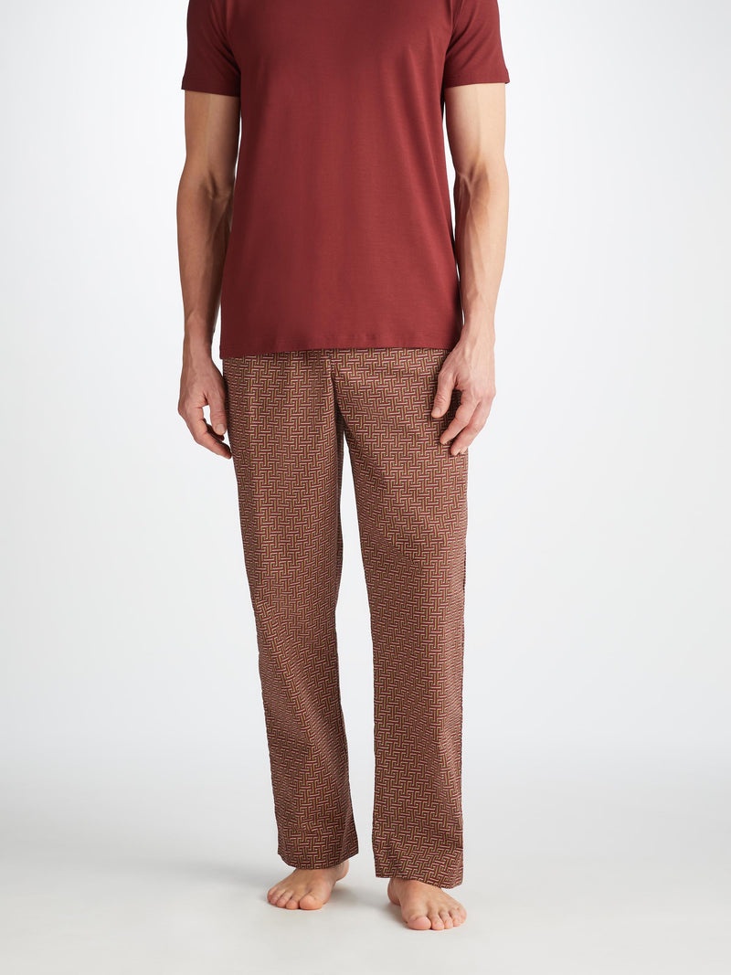 Men's Lounge Pants Ledbury 72 Cotton Batiste Burgundy - 2
