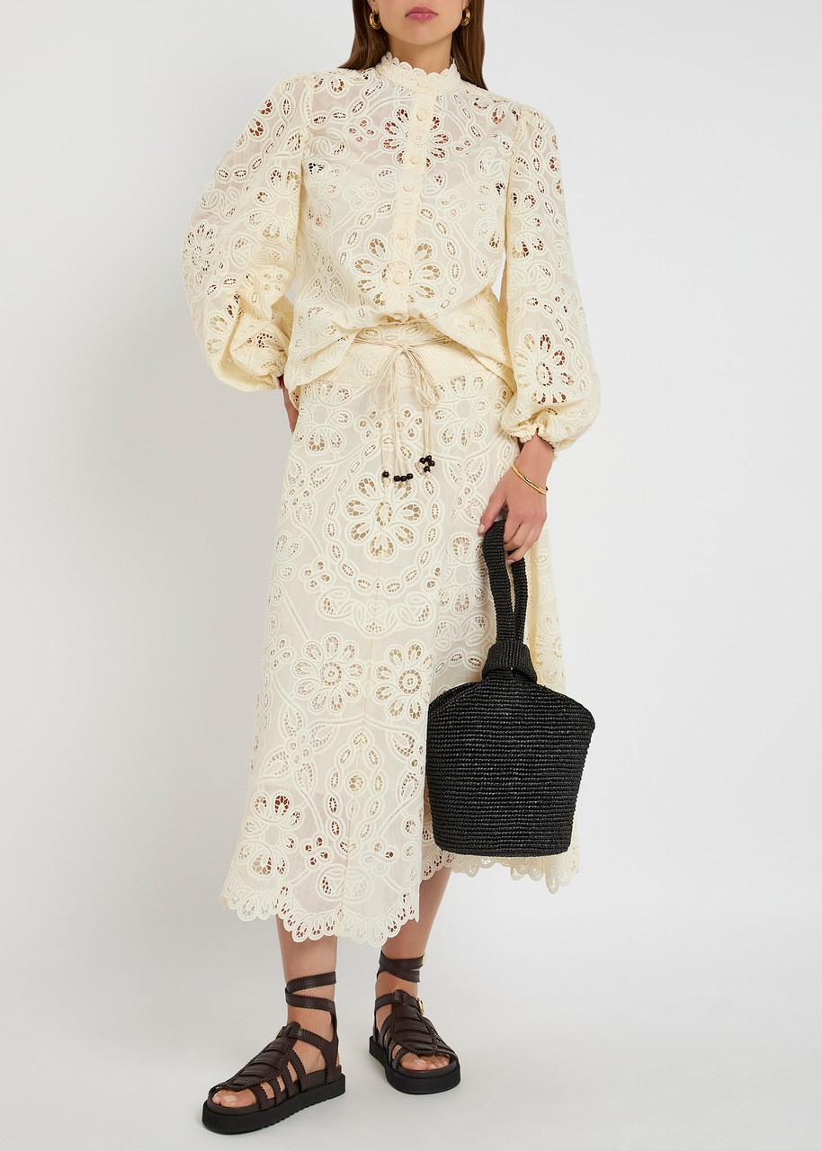 Zimmermann Rhiannon Embroidered Cotton Midi Skirt - 4