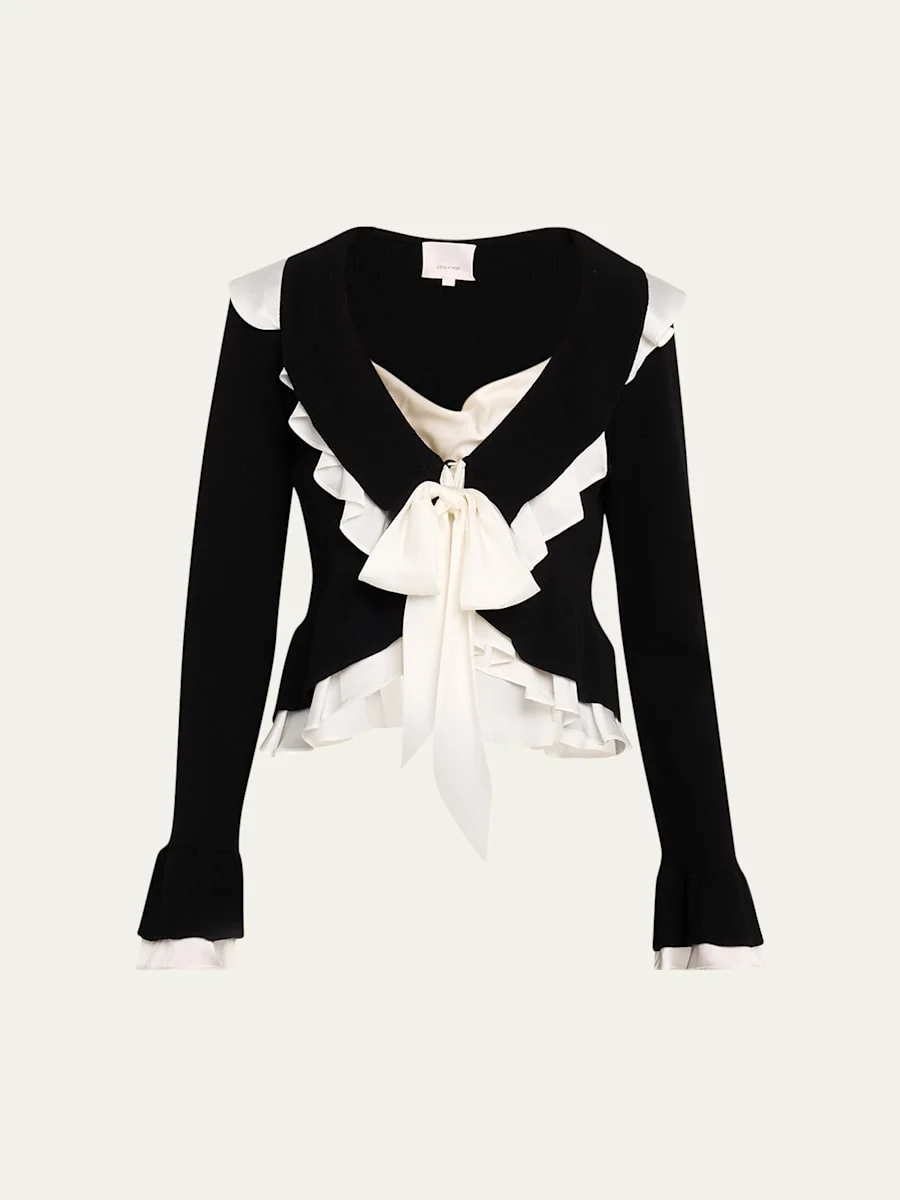 Melinda Ruffled Tie-Front Cardigan - 1