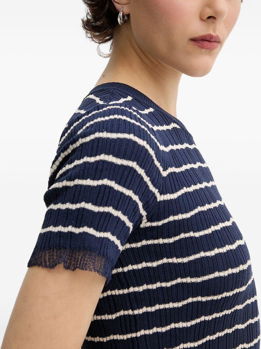 striped frilled-sleeve top - 3