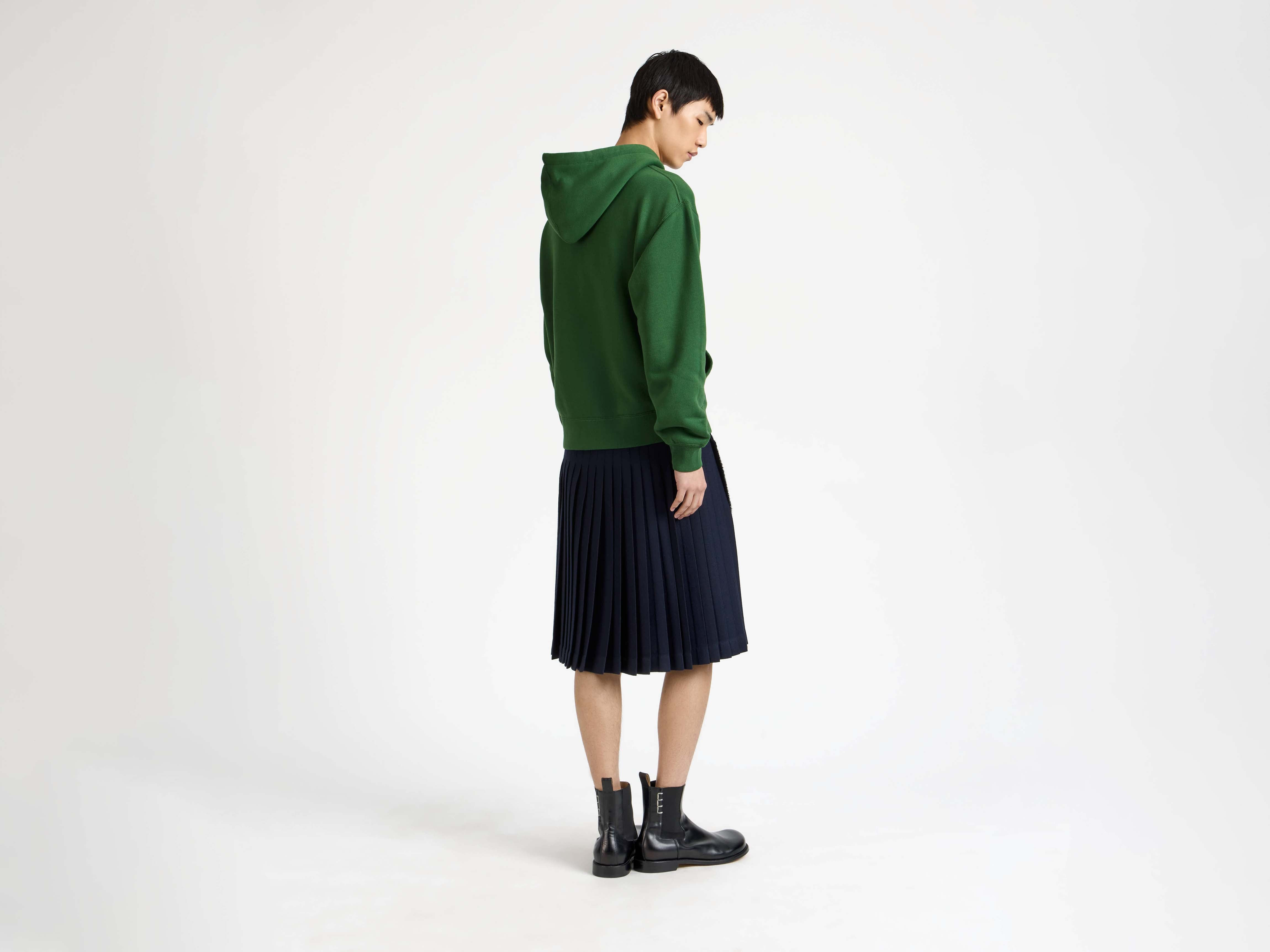 ZIP FRONT PRINT HOODIE IN GREEN - 3