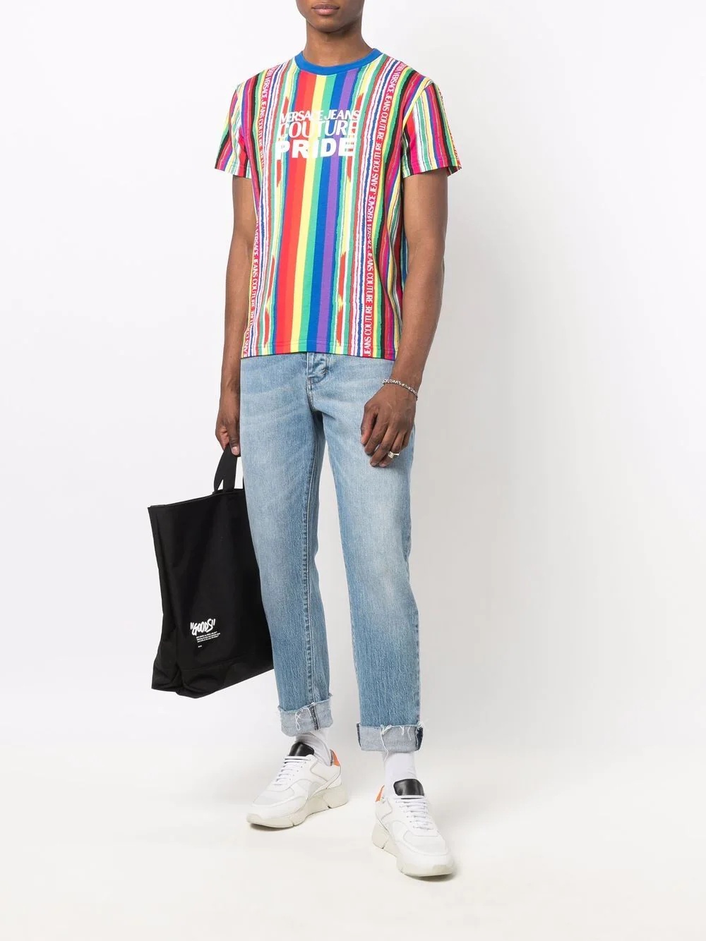 Pride striped logo-print T-shirt - 2