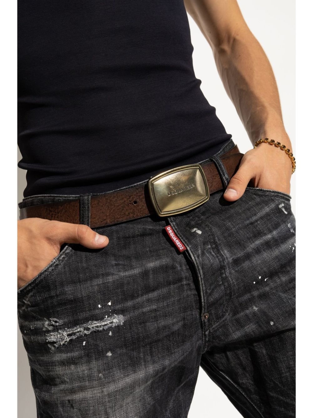 logo-plaque buckle belt - 2