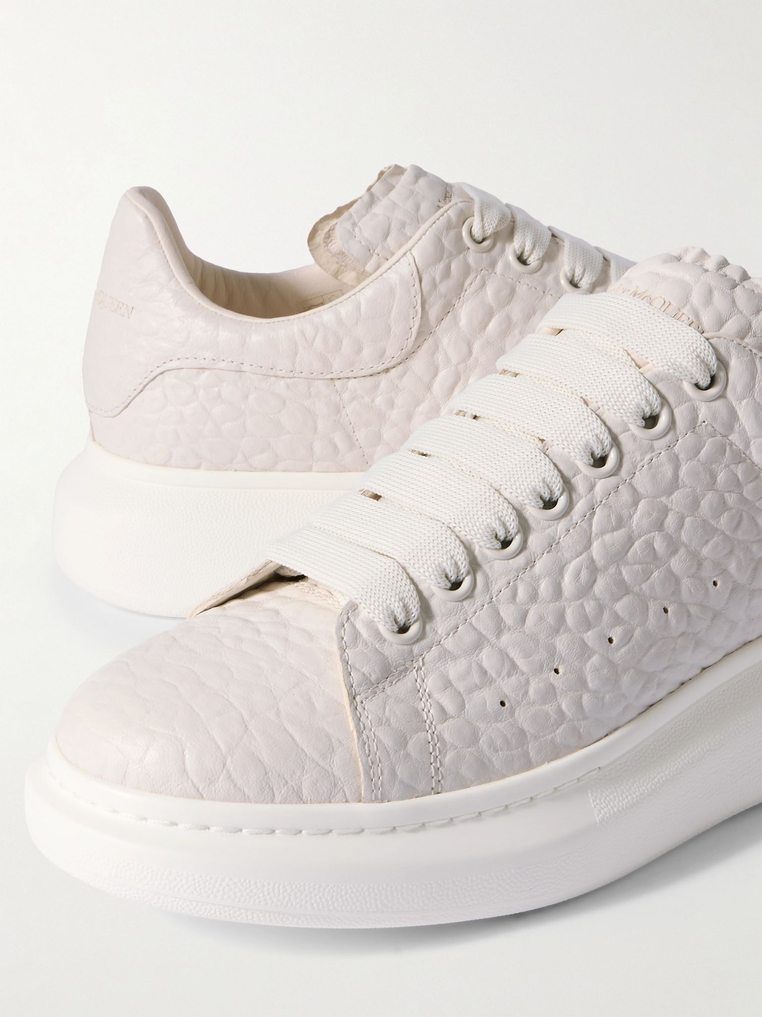 Exaggerated-Sole Textured-Leather Sneakers Off-white - 5