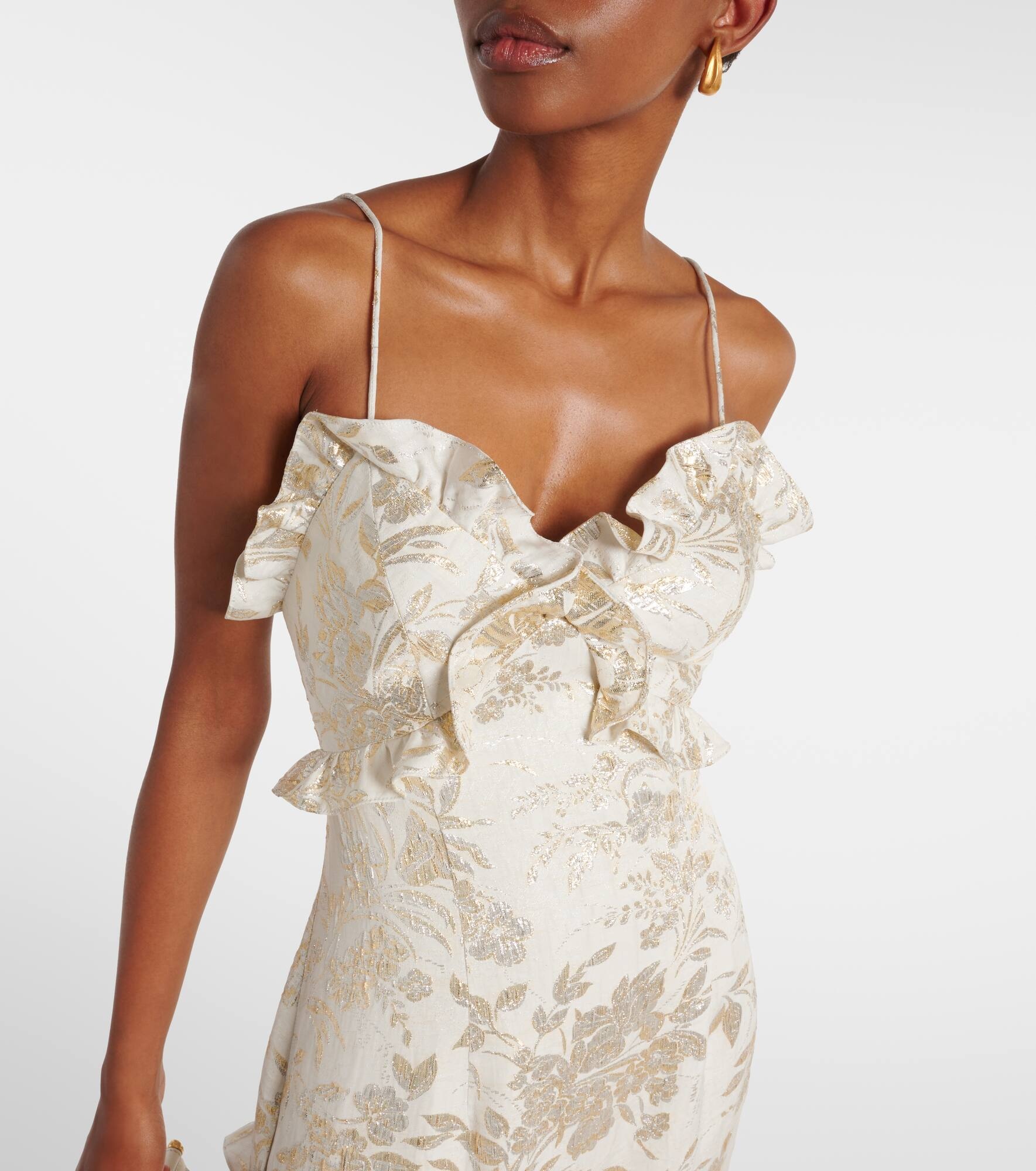 Calandra ruffled floral jacquard midi dress - 4