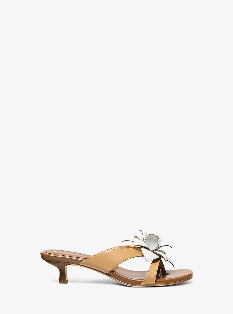 MICHAEL KORS Jacie Floral Embellished Leather Kitten Heel Sandal outlook