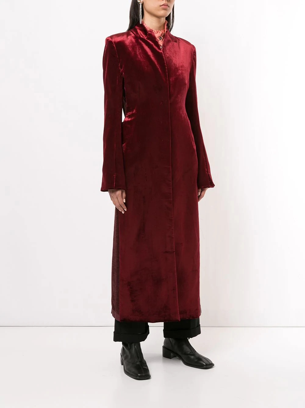 satin longline coat - 3