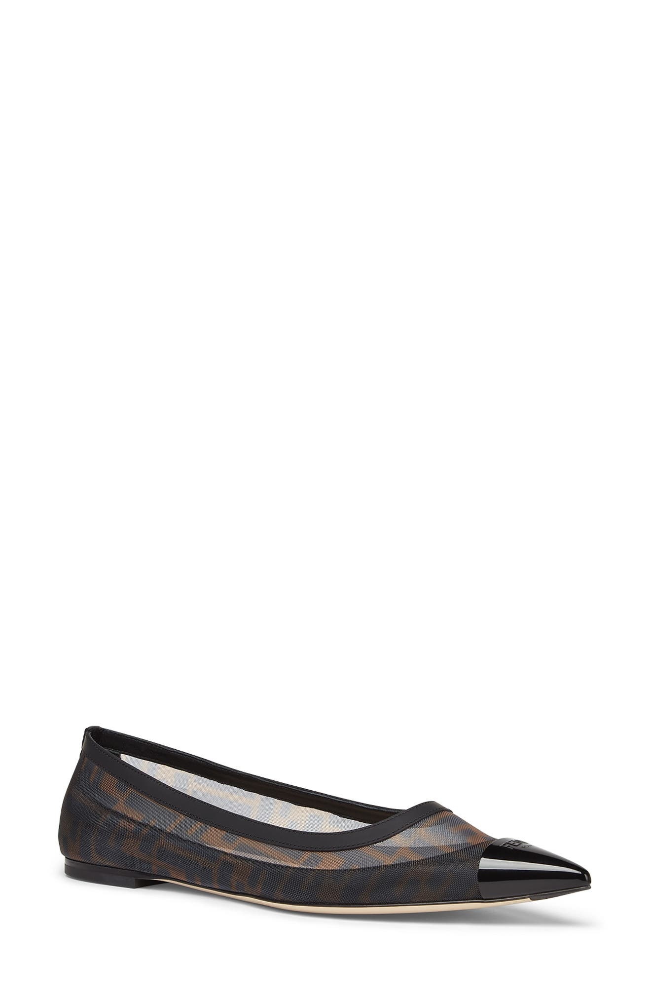 Fendi Colibri Pointed Toe Ballet Flat in Tabacco/Nero at Nordstrom - 1