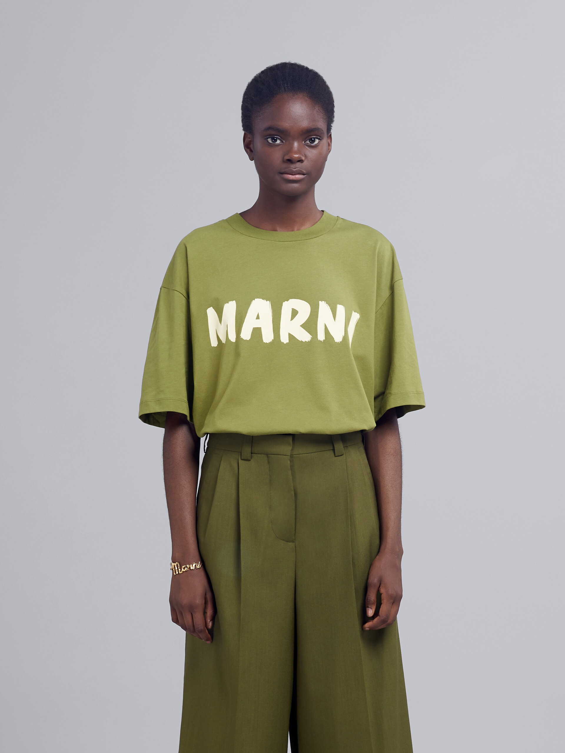 GREEN LOGO PRINT BIO JERSEY T-SHIRT - 2