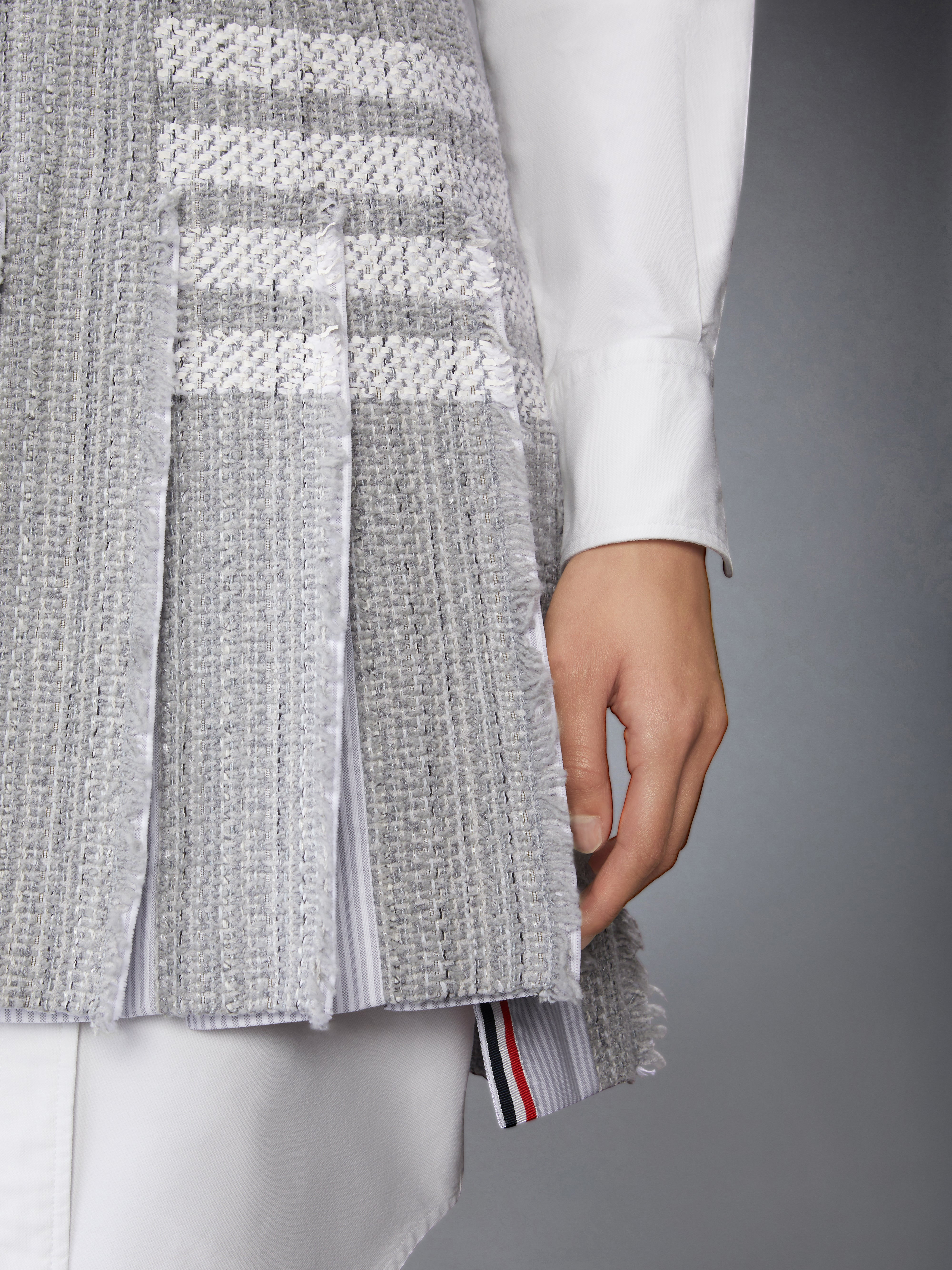 SOLID TWEED 4-BAR PLEATED MINI SKIRT - 6