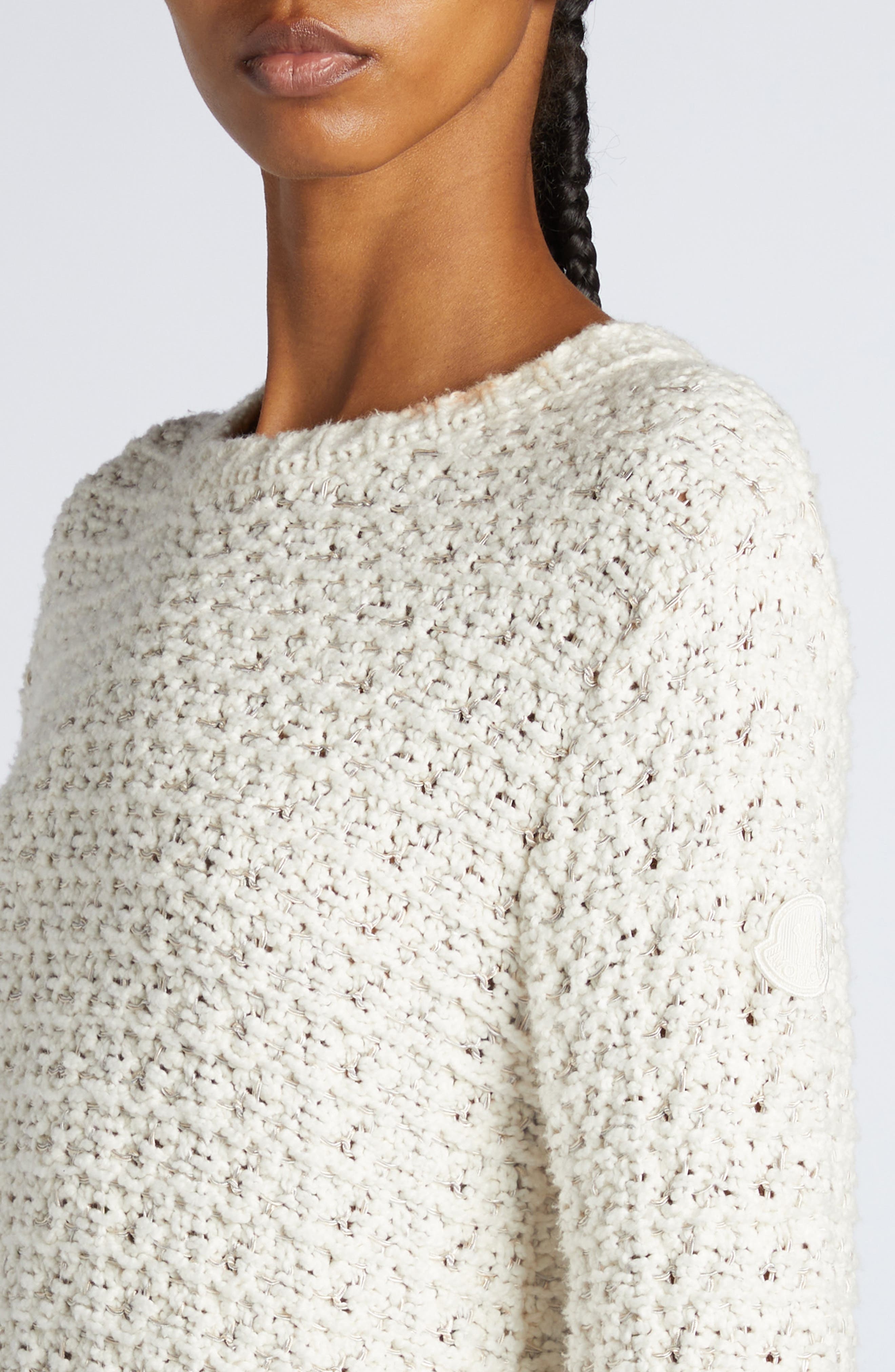 Moncler Crewneck Sweater in Silk White at Nordstrom - 5