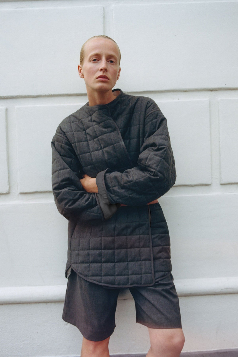 Wool Stitched Pillow Jacket - Mulch 5