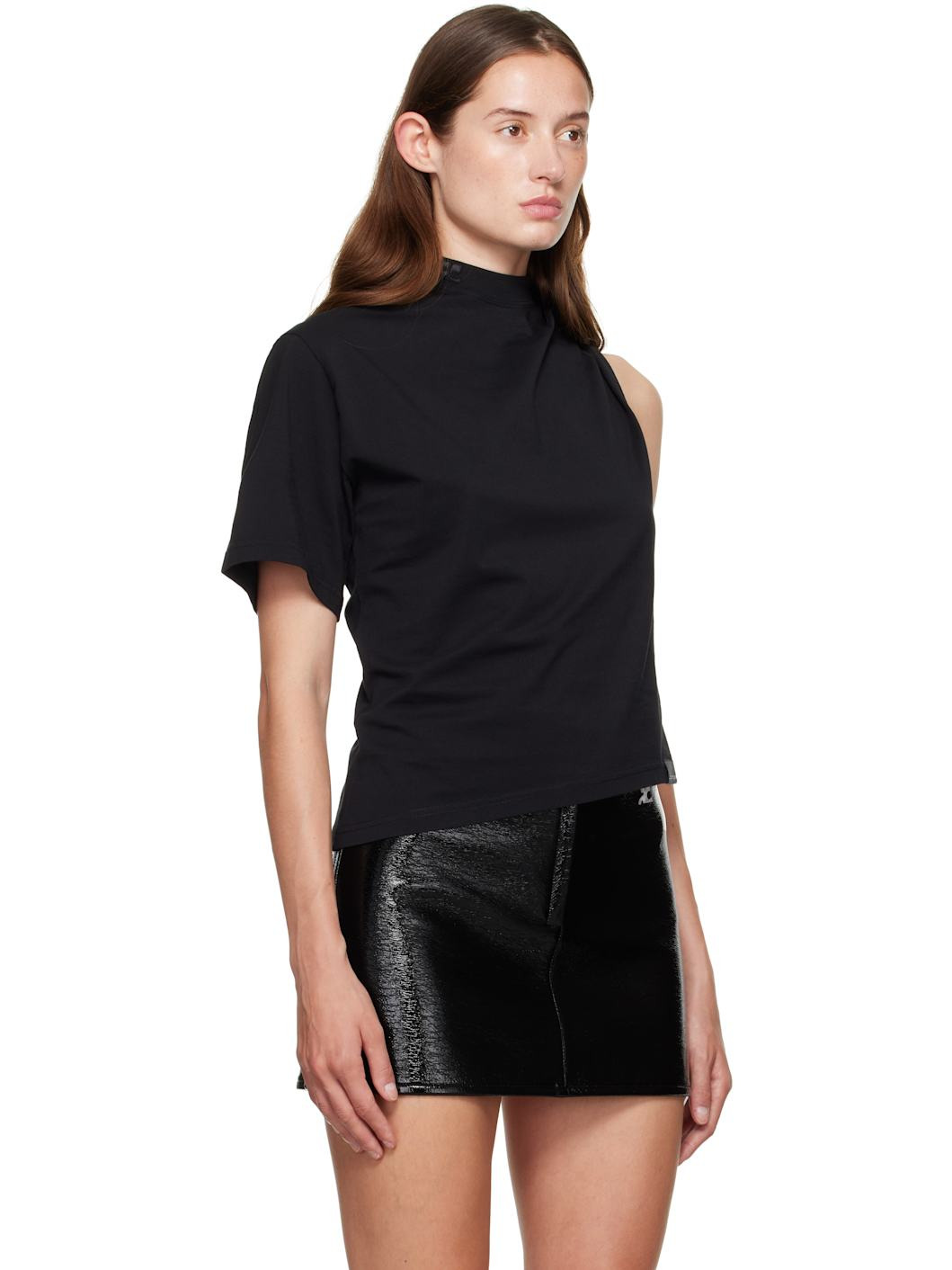 Black Twist Asymmetrical T-shirt - 2