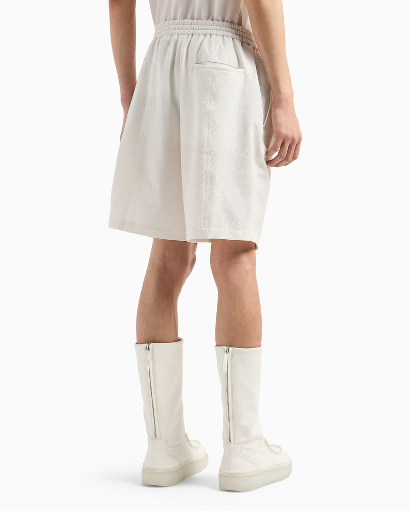 Ultra-light technical seersucker Bermuda shorts with drawstring 3