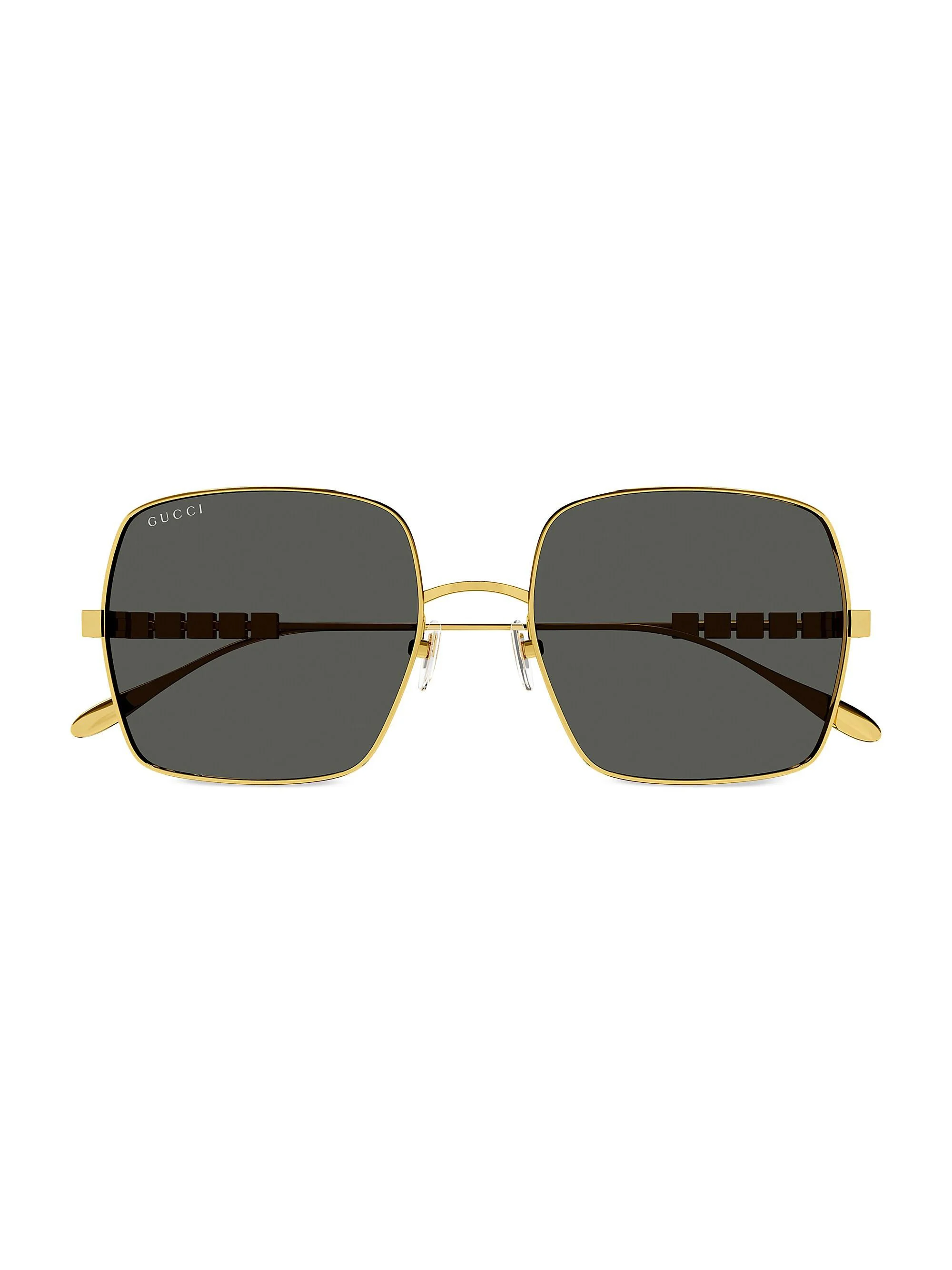 Women's Lettering 57MM Square Sunglasses - Gold Grey - 1