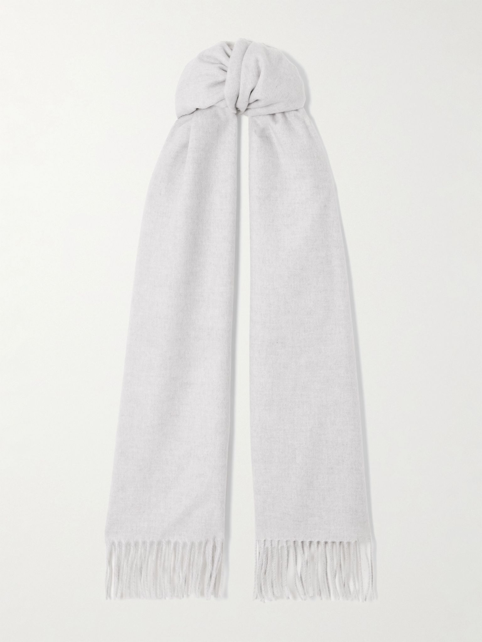 Fringed cashmere scarf Light gray - 1