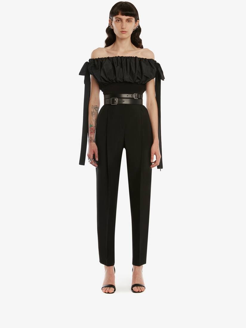 Sartorial Wool Pleated Trouser in Black - 2
