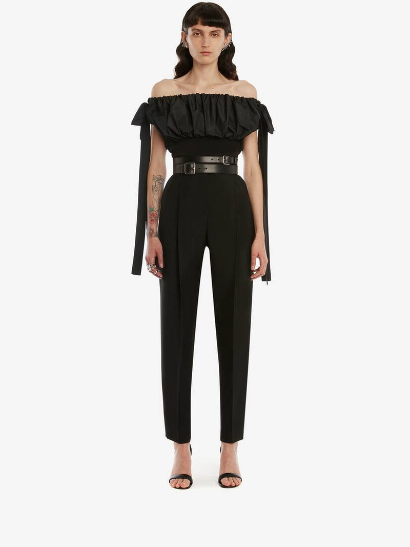 Alexander McQueen Sartorial Wool Pleated Trouser in Black outlook