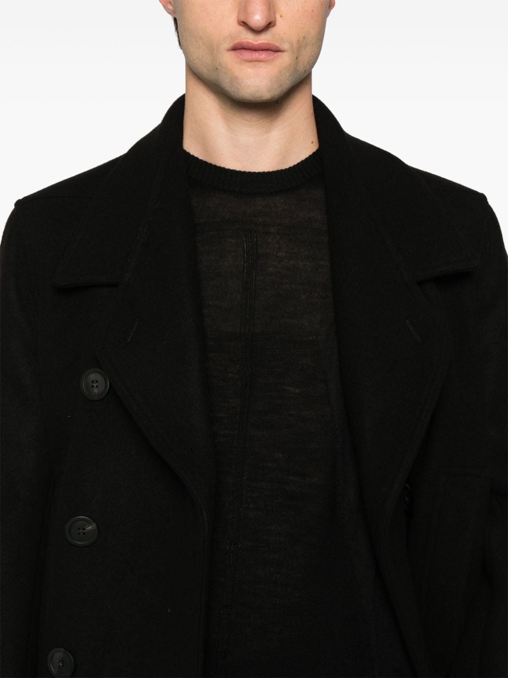 Officer double-breasted long coat - 5