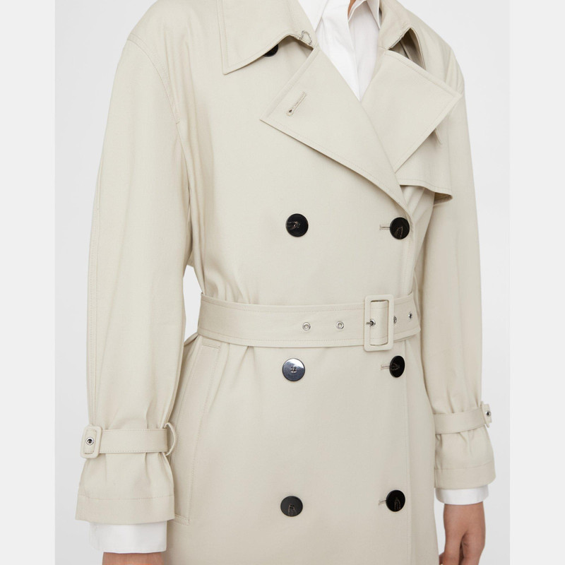 Theory Double-Breasted Trench Coat in Cotton-Blend outlook