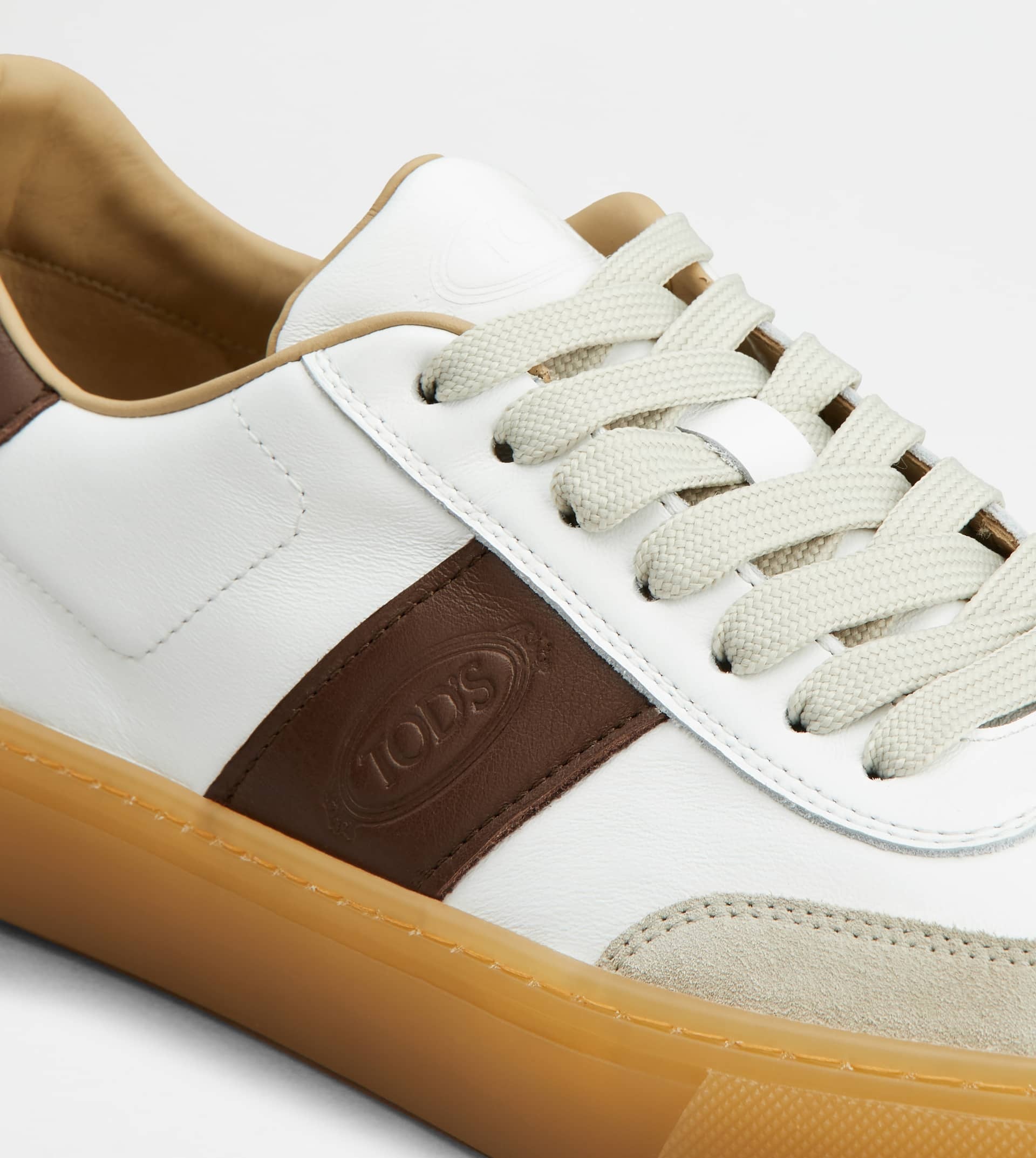 TOD'S SNEAKERS IN LEATHER - WHITE, BEIGE, BROWN - 5