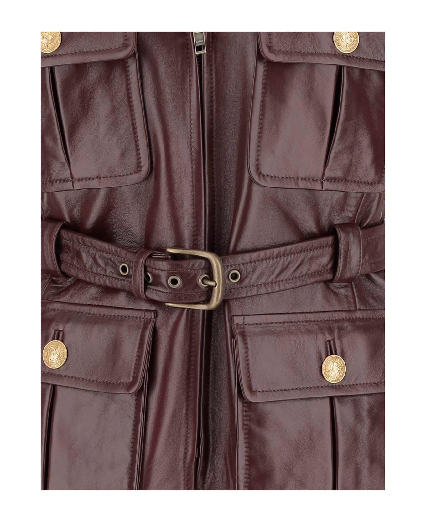Leather Vest With Pockets And Belt - 3