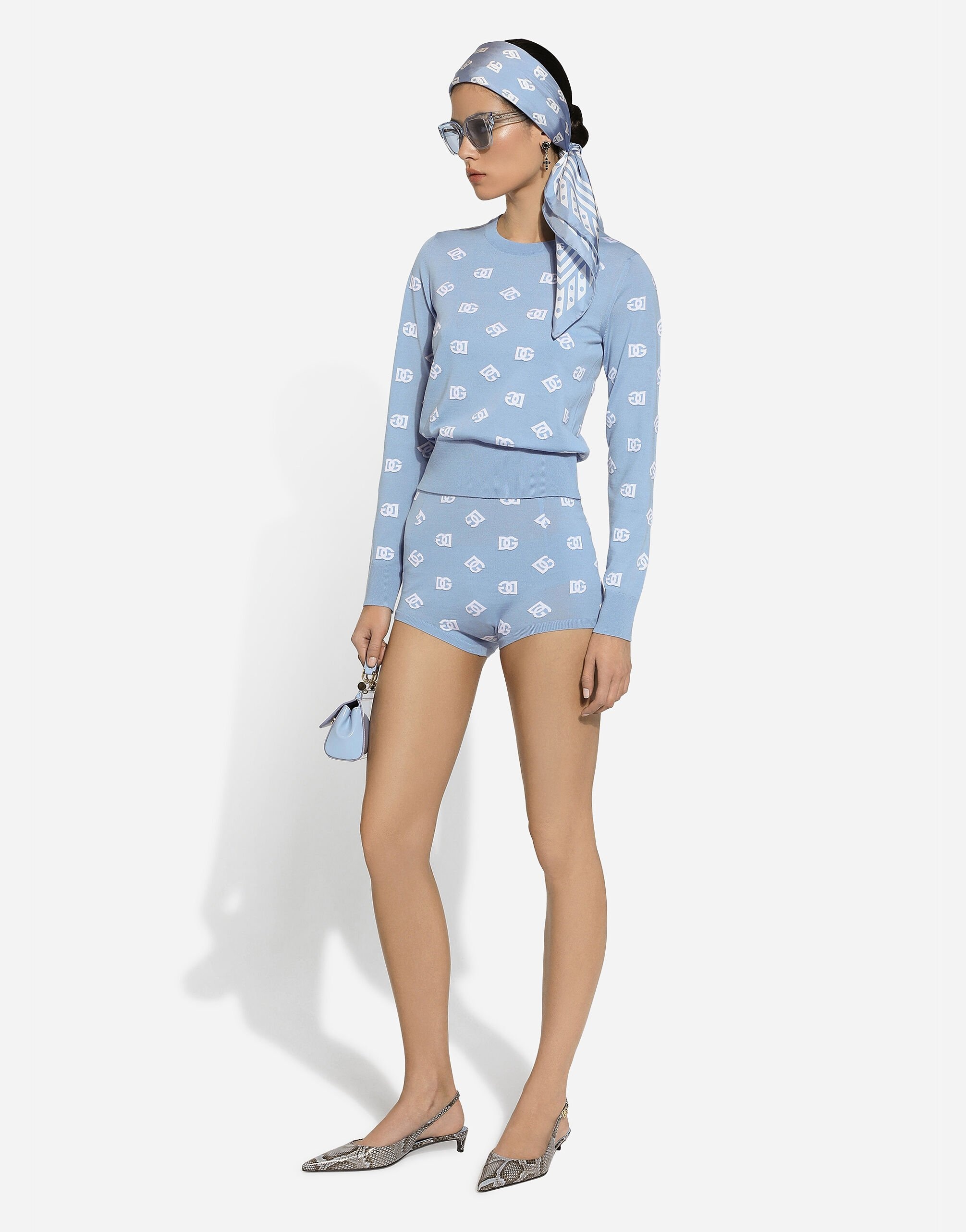 Wool and silk high-waisted panties with DG logo inlay - 2