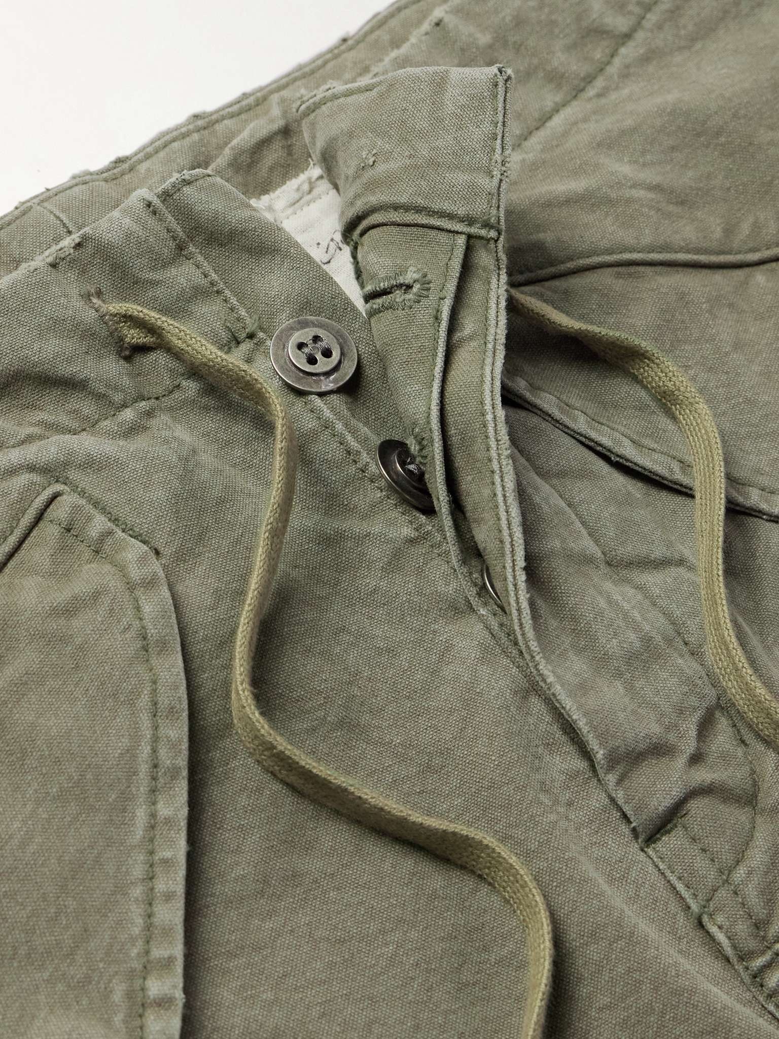 Tapered Cotton-Canvas Drawstring Cargo Trousers - 3