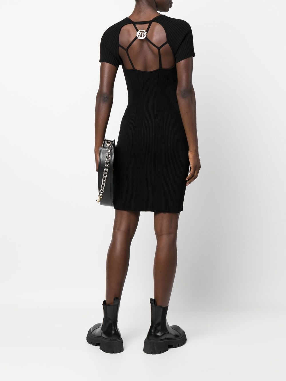 logo-plaque ribbed T-shirt dress - 2