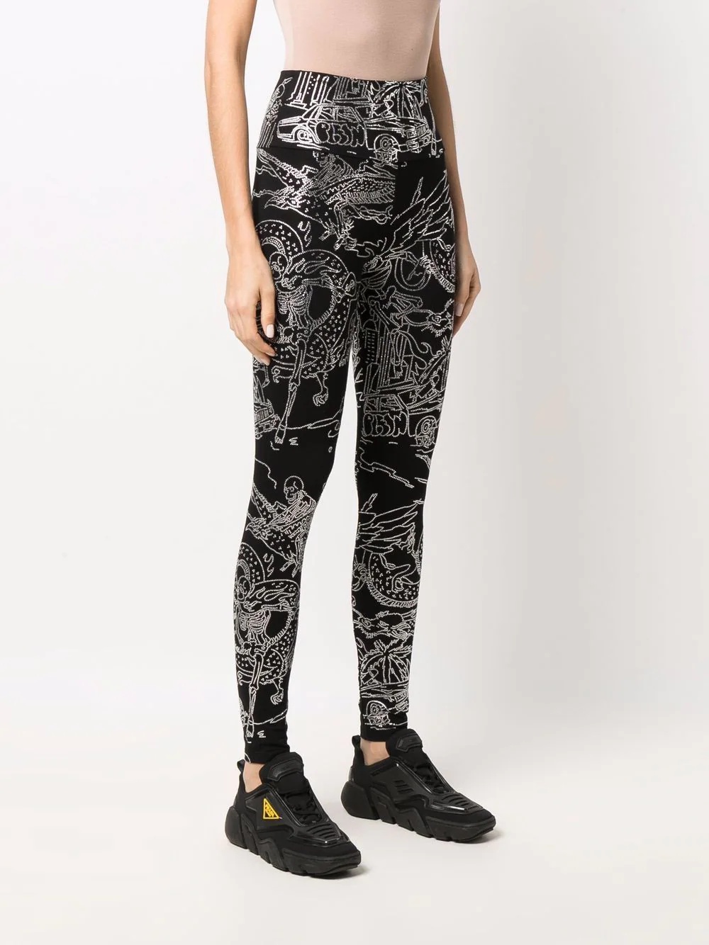 tattoo-print embellished leggings - 3