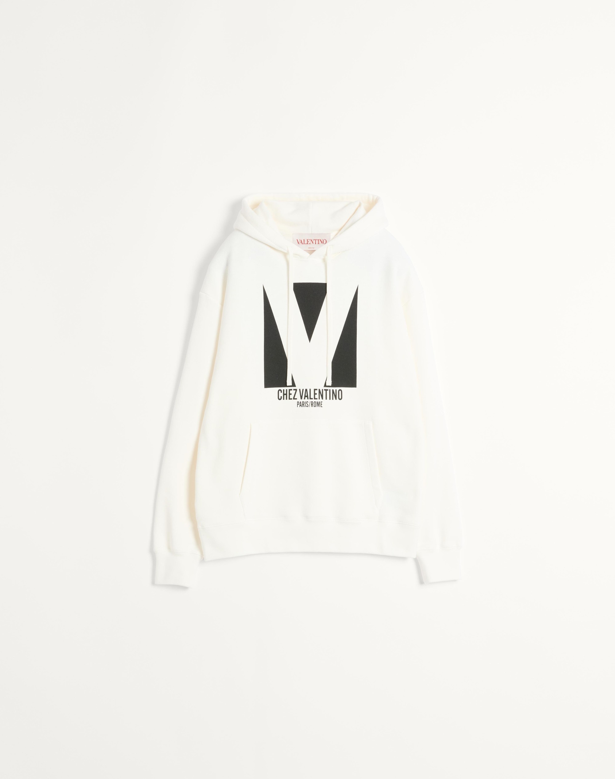 COTTON HOODED SWEATSHIRT WITH CHEZ VALENTINO PRINT - 1