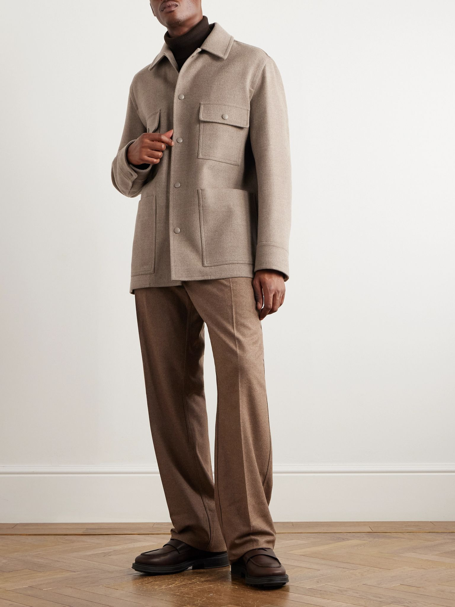 Darcy PECORA NERA® Wool-Felt Overshirt Beige - 2