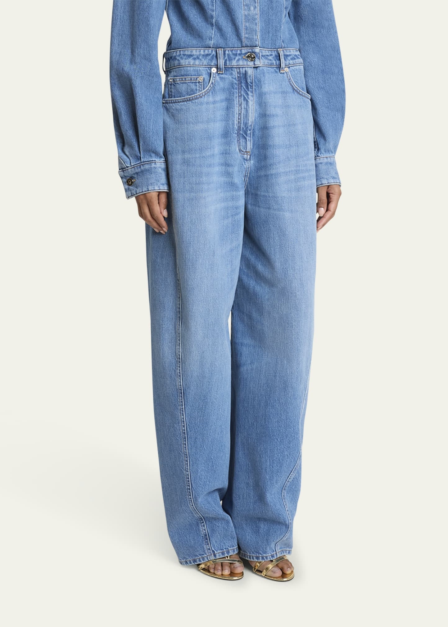 Barrel Leg Denim Jumpsuit - 4