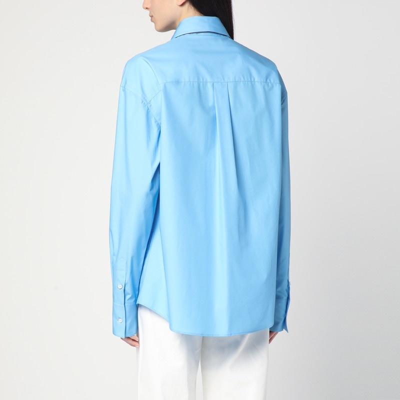 Giuseppe Di Morabito - Giuseppe di Morabito Light blue shirt with rhinestone scarf - 2