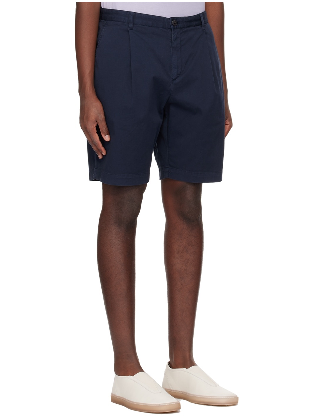 Navy Pleated Shorts - 2