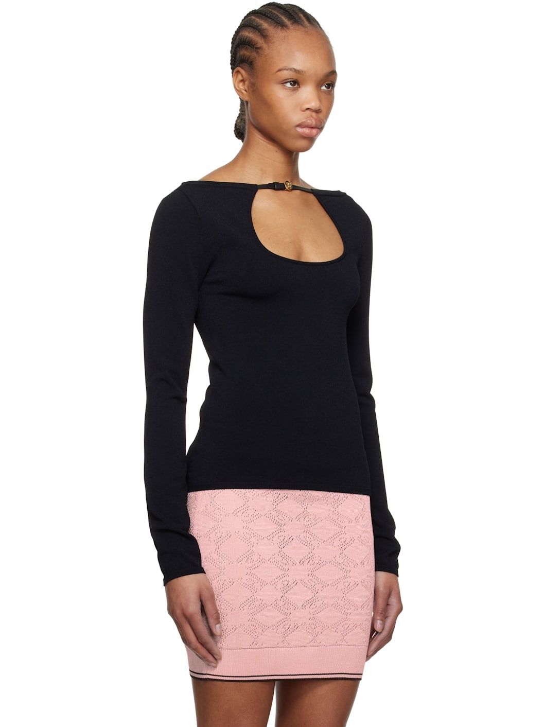 Black Long Sleeve Keyhole T-shirt - 2