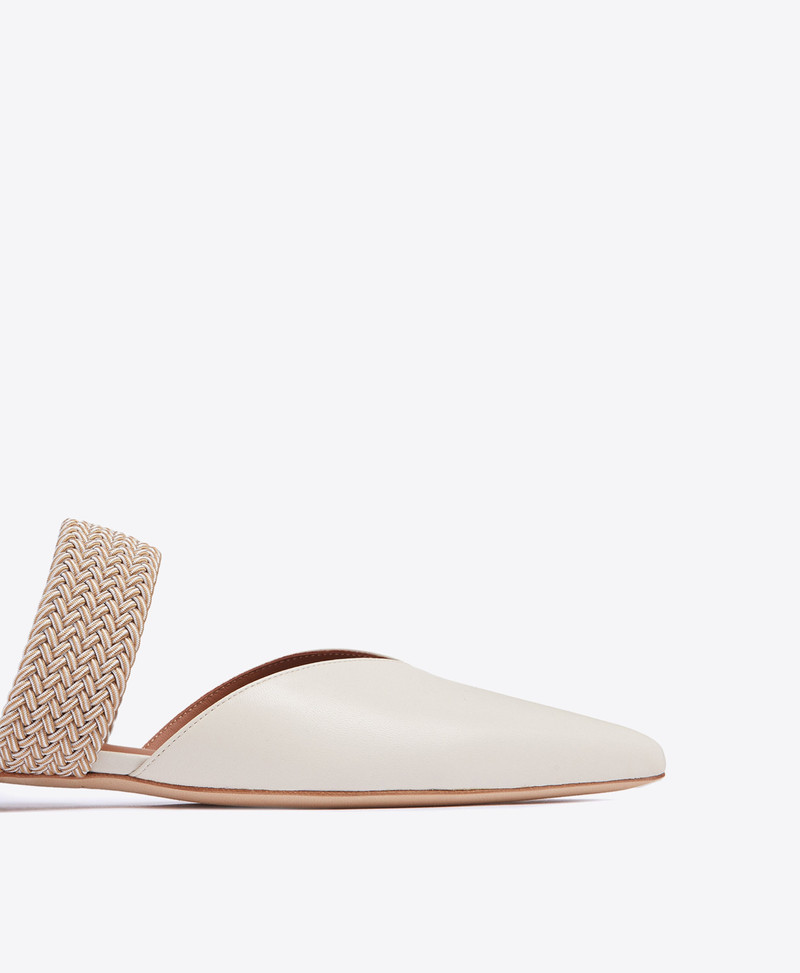 Maisie White Leather Flat Mules 4