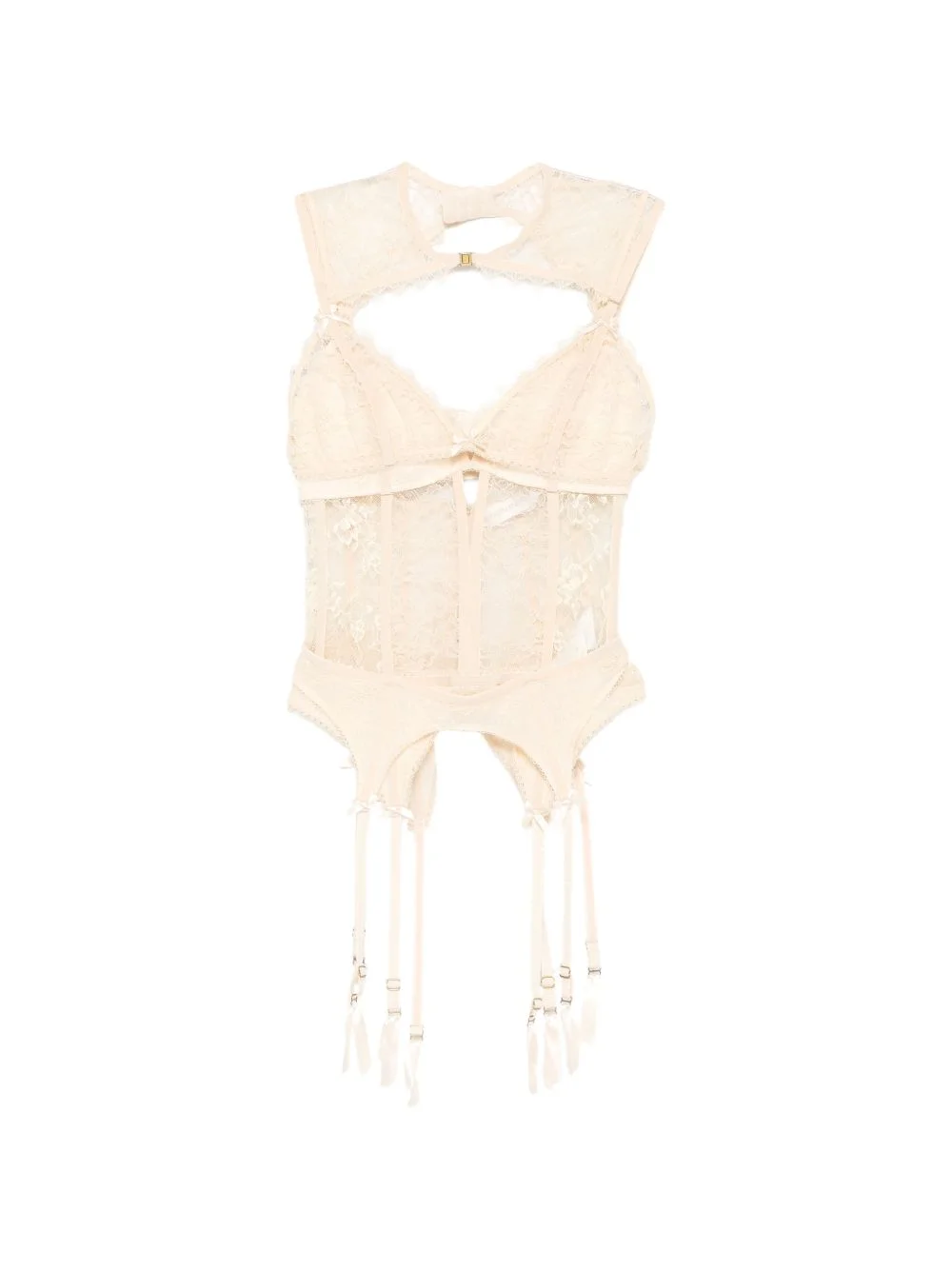 lace-trim corset top - 1