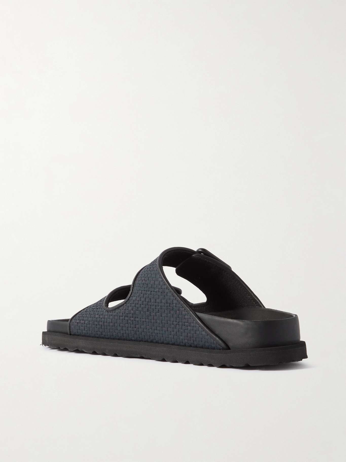 Arizona Luxe leather-trimmed raffia sandals - 3