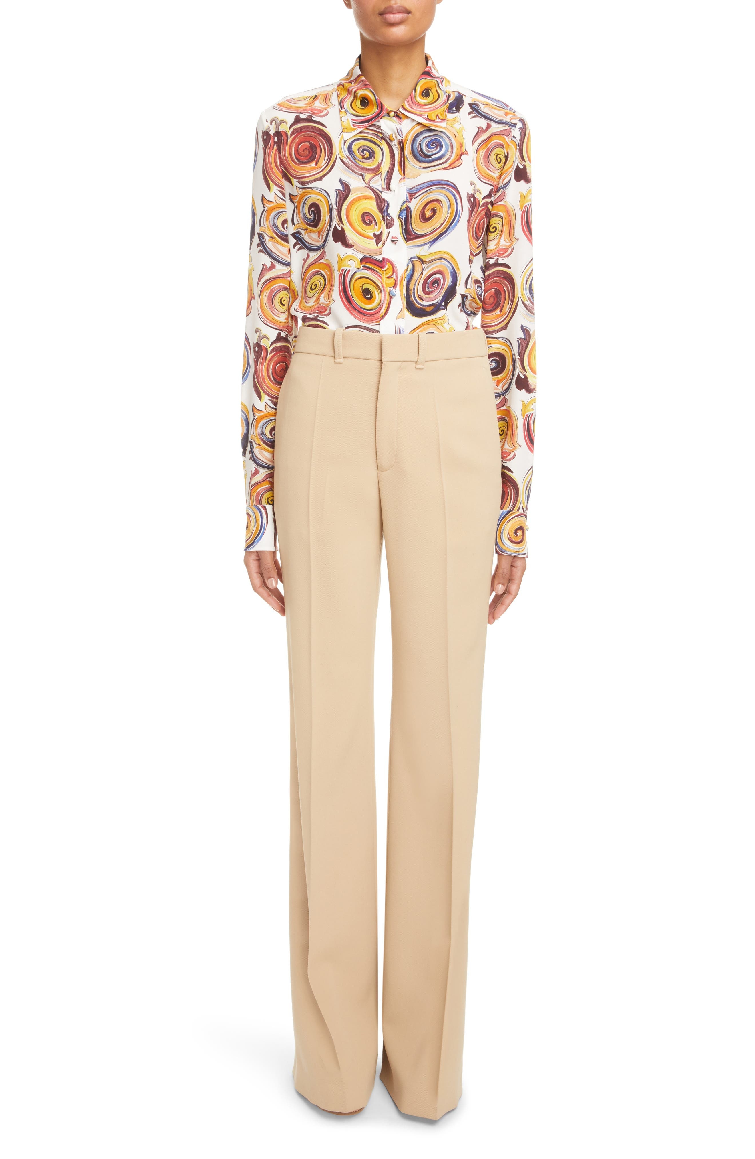 Chloé Spiral Print Silk Blouse in Yellow/Multicolor at Nordstrom, Size 12 Us - 6