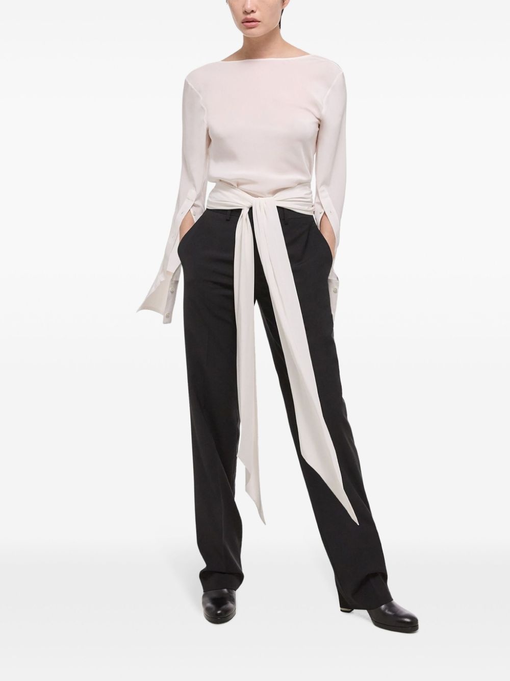 scarf-detail silk blouse - 3