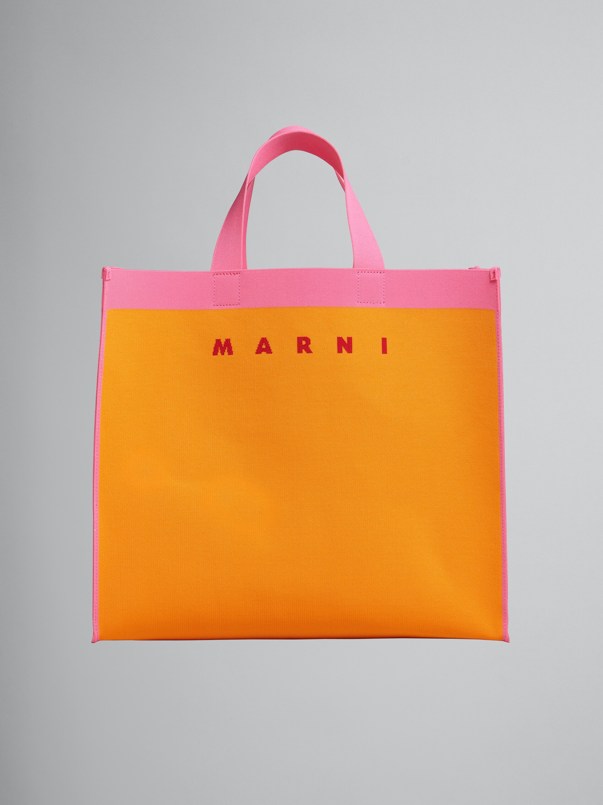 ORANGE AND PINK JACQUARD SHOPPING BAG - 1