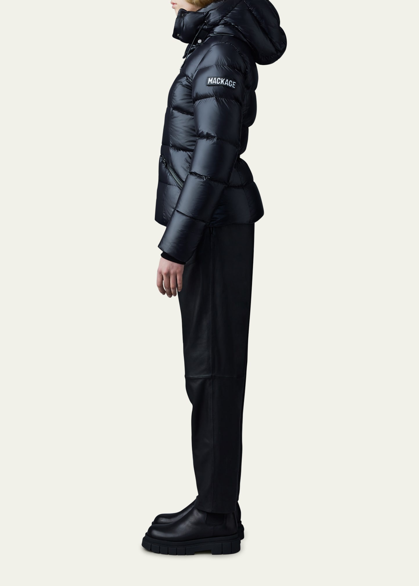 Madalyn Lustrous Light Down Jacket with Hood - 4
