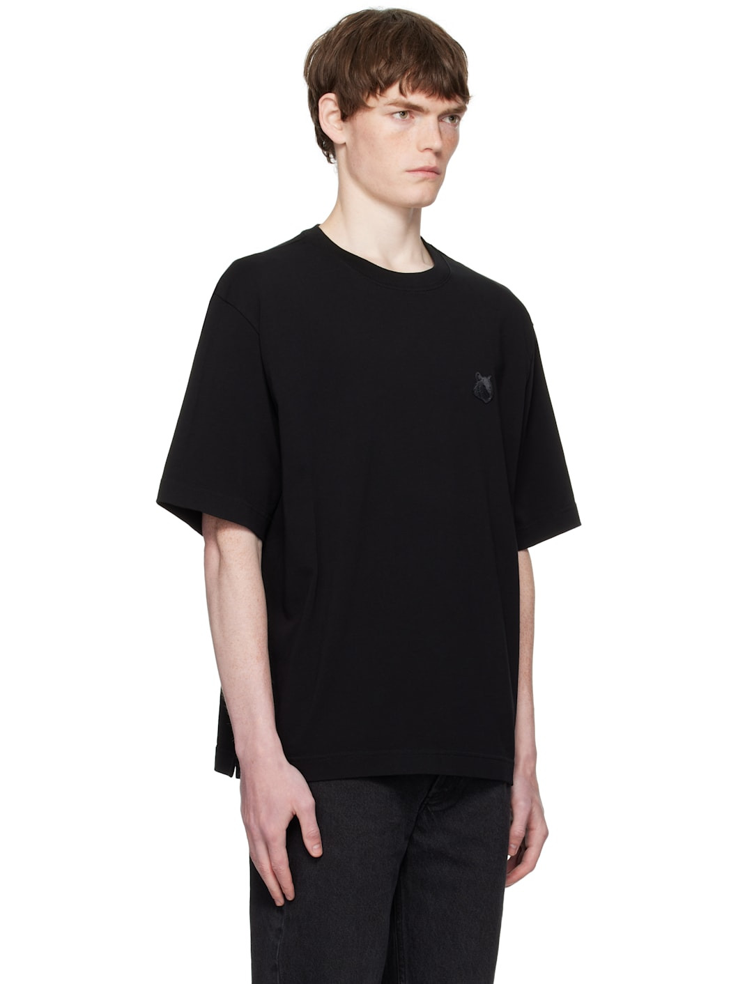 Black Bold Fox Head Patch Oversize T-shirt - 2