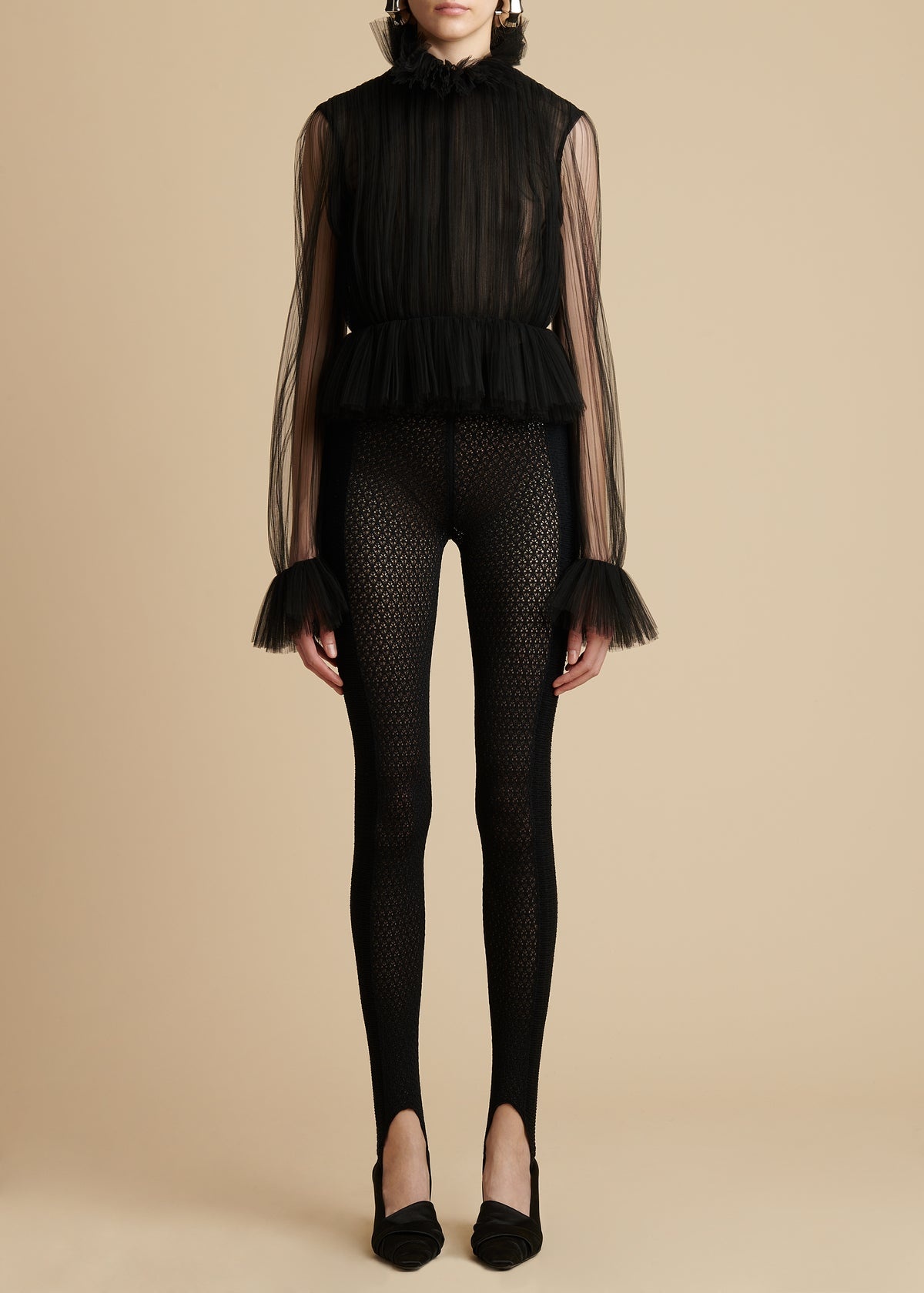 Lace stirrup leggings in black - Khaite