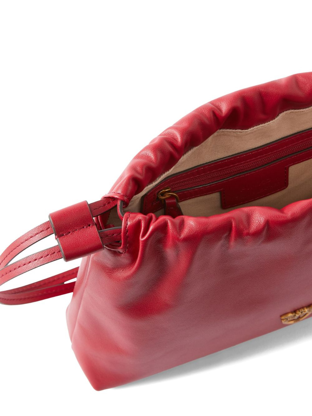 drawstring leather shoulder bag - 4