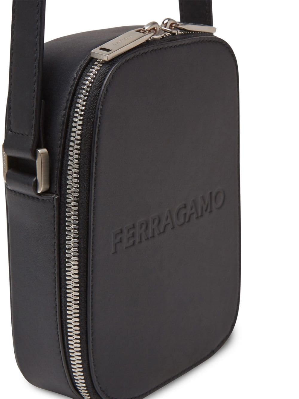 logo-debossed leather shoulder bag - 4
